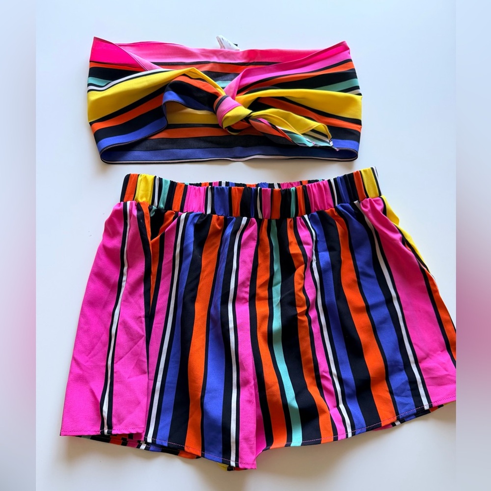 Colorful Striped Two-Piece Set - Picture 1 of 4